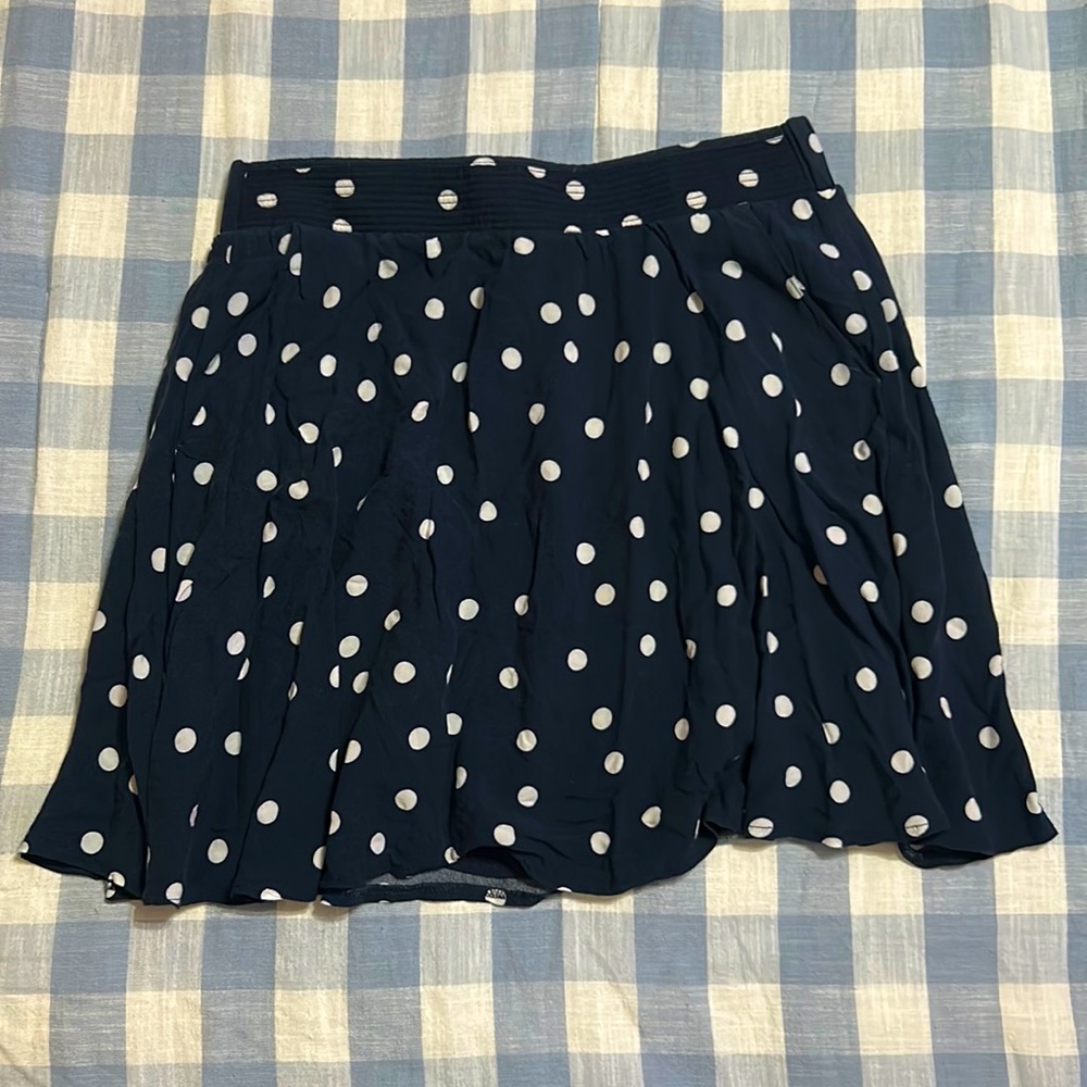 SOLD Maison Jules Blue Polka Dot Lined Elastic Waist Skirt Women's Size Small